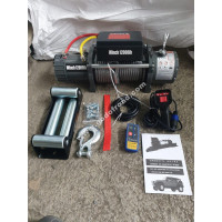 Лебедка электрическая 12V Electric Winch 12000lbs / 5443 кг (блок управления влагозащищен, моносоленоид) стальной трос 10*20